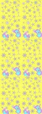 Raster illüstrasyonundaki çiçek desenli çizim. Sarı renkte çiçekler.