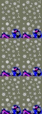 Parmak izi, kumaş, duvar kâğıdı, tekstil için raster dokusu. Nakış desenli çiçek deseni. Renkli grunge, yakut yeşil çiçeklerle soyut arkaplanı zenginleştirir.