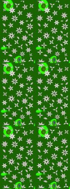 Yeşil renklerde. Raster illüstrasyonu. Güzel kumaş deseni. Raster illüstrasyonunda çiçek deseni çizimi.