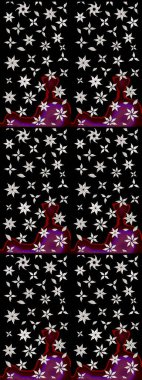 Robot resim. Şirin çiçek elementleri. Siyah renkli çiçekler. Raster illüstrasyonu.