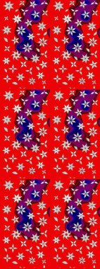 Düz Çiçek Elementleri Tasarımı. Renkli Bahar Teması eskiz kalıbı. Sevimli çiçek raster deseni. Kırmızı renkte çiçekler.