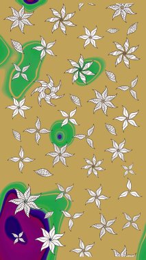 Süslü kumaş deseni. Raster deseni. Çiçekli çiçek deseni, suluboya..