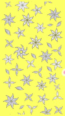 Güzel karalamalı çiçek desenli çizim. Raster illüstrasyonu. Güzel kumaş deseni. Küçük çiçekte sevimli çiçek deseni var..