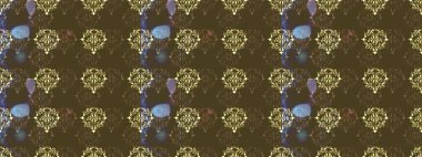 Klasik raster şablonu. Tekrarlayan elementlerle kusursuz soyut arkaplan. Kahverengi, yeşil, gri ve altın desenli.