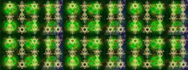 Kar taneleri arka planda. Kış kartı Mutlu Noeller, Yeni Yıl ve Mutlu Tatil Raster çizimleri. Yeşil, mavi ve sarı kar taneli Noel kartı yeşil, mavi ve sarı renkler.