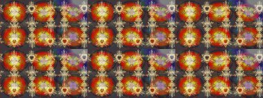 Raster Noel soyut renkli arka plan ve tatlı kar tanesi. Farklı kar taneleri toplayıcısı, kahverengi, gri ve kırmızı renkte kış elementleri..