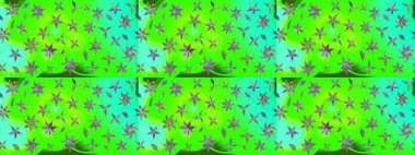 Suluboya çizimi. Çiçekli eskiz deseni. Yeşil renkli çiçekler. El çizimi.