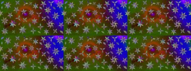 Renkli Bahar Teması eskiz kalıbı. Düz Çiçek Elementleri Tasarımı. Raster..