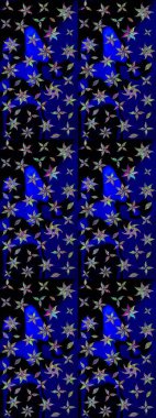 Tekstil, kumaş, ambalaj, hatıra defteri için hoş bir çiçek arkaplanı. Mavi arka planda. Elle çizilmiş çiçek desenli Raster çizimi. Çocuksu tasarım.