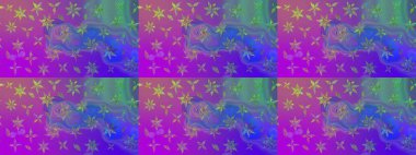 Eskiz arkaplan modeli. Raster illüstrasyonu. Menekşe rengi yapraklı yabani çiçekler. Suluboya, elle çizilmiş.