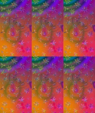 Kahverengi renklere karalama yapan çiçek desenli çizim. Raster illüstrasyonu.