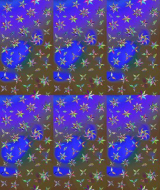 Asya tekstil tarzında. Raster illüstrasyonu. Düz Çiçek Elementleri Tasarımı. Çiçek desenli çizim. Renkli Bahar Teması eskiz kalıbı. Mor renkte çiçekler.