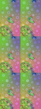 Tropik çiçek desenleri. Raster illüstrasyonu. Yeşil renkte çiçekler.