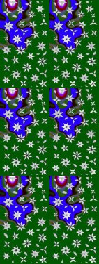 Çiçekli eskiz deseni. Suluboya çizimi. El çizimi. Yeşil renkte çiçekler.