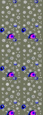 Çiçekli eskiz deseni. Suluboya çizimi. El çizimi. Yeşil renkte çiçekler.