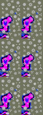 Suluboya çiçekli çiçek deseni. Raster illüstrasyonu. Yeşil renkte güzel tekstil.