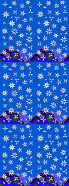 Mavi renkte etnik çiçeklerle süslenmiş zarif bir eskiz. Asya Tekstil 'inde Raster Çiçek İllüstrasyonu.