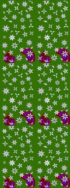 Çiçekli eskiz çizimi. Yeşil renkli çiçekler. Renkli Yaz Temalı eskiz kalıbı. Düz Çiçek Elementleri Tasarımı.