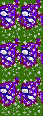 Desen, çizim, çiçek sınırı. Çiçek çelengi. Güzel, parlak, pürüzsüz kumaş, tuval. Kıvırcık, parlak örgü. Eski moda arka plan. Raster illüstrasyonu.