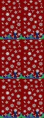 Raster illüstrasyonundaki çiçek desenli çizim. Kırmızı renkte çiçekler.