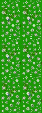 Yeşil renkli etnik çiçeklerle süslenmiş zarif bir eskiz şekli. Raster Çiçek İllüstrasyonu güzel tekstil..