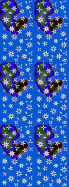 Çiçek mavisi eskiz deseni. Raster çiçek izi. Klasik taslak çizimi. Raster Yumuşak kumaş deseni.