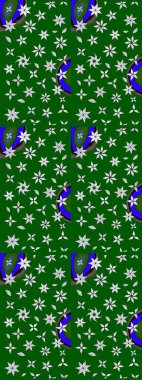 Raster illüstrasyonu. 3D çiçekler, eskiz. Yeşil renklerde.