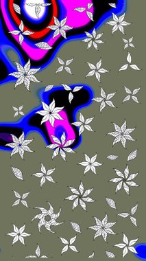 Klasik taslak çizimi. Raster çiçek izi. Çiçek yeşili çizim deseni.