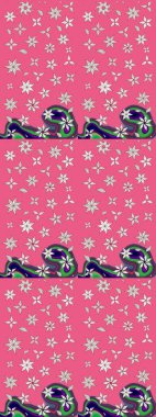 Oldukça eski bir besin torbası deseni, küçük pembe, çiçekler. Millefleur 'lar. Tekstil, kumaş, kapaklar, duvar kağıtları, baskı, paket, koleksiyon defteri, örgü, dekupaj için çiçek arkaplanı..