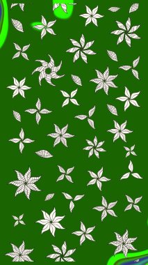 Raster illüstrasyonu. Çiçekli çiçek deseni, suluboya. Düz Çiçek Elementleri Tasarımı. Renkli Bahar Teması eskiz kalıbı. Yeşil renkte çiçekler.