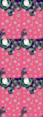 Raster illüstrasyonu. Asya tekstil tarzında. Düz Çiçek Elementleri Tasarımı. Güzel kumaş deseni. Çiçek desenli çizim. Renkli Bahar Teması çizim şablonu.