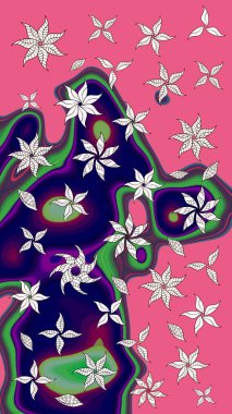 Raster çiçekli arka plan. Yazdır. Güzel eskiz şekli. Renkli Yaz Temalı eskiz kalıbı. Güzel kumaş deseni. Düz Çiçek Elementleri Tasarımı.