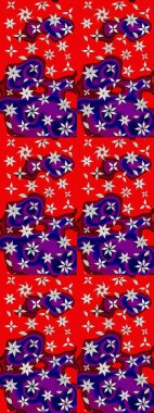 Raster Modaya uygun kumaş deseni. Düz Çiçek Elementleri Tasarımı. Renkli Bahar Teması eskiz kalıbı. Kırmızı renkli şirin çiçek deseni.