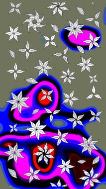 Yeşil el çizimi desen. Sanat, çiçeklere ilham verir ve arka plan bırakır. Raster deseni. Karalama çiçekleri çizim deseni.