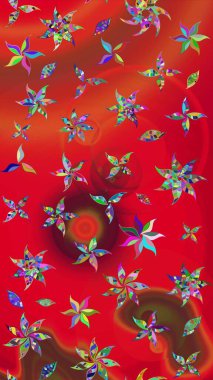 Renkli Yaz Temalı eskiz kalıbı. Raster çiçekli arka plan. Yazdır. Düz Çiçek Elementleri Tasarımı. Güzel kumaş deseni. Güzel çizim şekli..