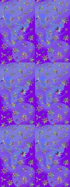 Raster illüstrasyonu. Mor renkli çiçekler. Düz Çiçek Elementleri Tasarımı. Çiçekli çiçek deseni, suluboya. Renkli Bahar Teması çizim şablonu.