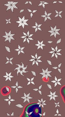 Çiçek desenli eskiz, darbeler, sıçramalar, yaz çiçekleri. Kahverengi renkli çiçekler. Raster illüstrasyonu.