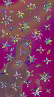 Eskiz arkaplan modeli. Mor yapraklı yabani çiçekler. Suluboya, elle çizilmiş. Raster illüstrasyonu.