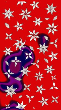 Çiçekli karalama şeklinde Raster çiçek deseni. Nazik, narin çiçek arkaplanı. Kırmızı renkte çiçekler.