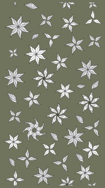 Eskiz klasiği. Raster Şirin kumaş deseni. Renkli Bahar Teması eskiz kalıbı. Düz Çiçek Elementleri Tasarımı.