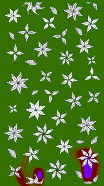 Yeşil çiçekli eskiz deseni, suluboya çiçek deseni, sevimli çiçek, duvar kağıdı, kart veya kumaş için fayanslı. Raster - stok.