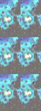 Mavi renklerde. Mavi renkli mavi papatya deseni. Raster illüstrasyonu.