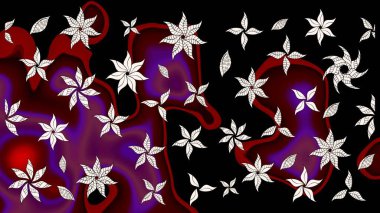 Raster illüstrasyonundaki çiçek desenli çizim. Siyah renkli çiçekler. Renkli Bahar Teması eskiz kalıbı. Düz Çiçek Elementleri Tasarımı.