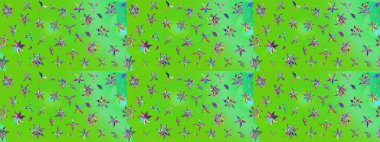 Parlak renkli çiçekli ve yeşil yapraklı harika bir çiçek deseni. Moda baskıları için zarif bir şablon. Halk tarzı. Modern çiçek arkaplanı.