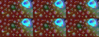 Küçük çiçekteki sevimli çiçek deseni. Soyut çiçek çizim kalıbı arka planı. Raster deseni. Kahverengi renklerde. Raster illüstrasyonu.