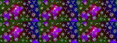 Çiçek desenli çizim. Renkli Bahar Teması eskiz kalıbı. Yeşil renkli çiçekler. Asya tekstil tarzında. Raster illüstrasyonu. Düz Çiçek Elementleri Tasarımı.