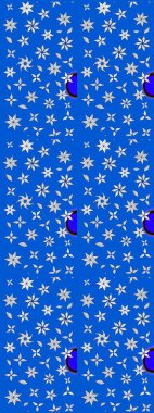 Çiçek süslemeli çizim deseni. Mavi renkli çiçekler. Raster illüstrasyonu.