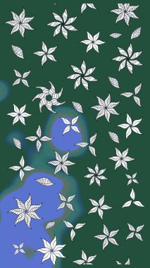 Yeşil renkli çiçekler. Renkli Bahar Teması eskiz kalıbı. Raster illüstrasyonu. Çiçekli çiçek deseni, suluboya. Düz Çiçek Elementleri Tasarımı.