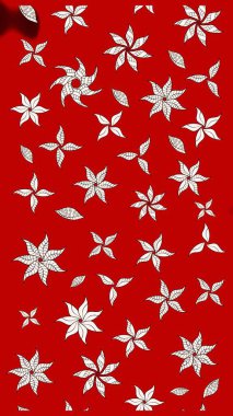 Sanat, çiçeklere ilham veriyor ve arka planda bırakıyor. Karalama çiçekleri çizim kalıbı. Kırmızı el çizilmiş desen. Raster deseni.