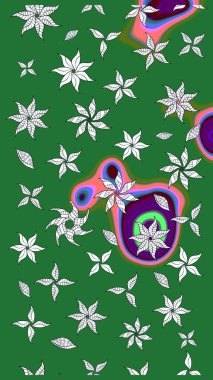 Tekstil için figür. Poster ya da kapak için arka plan. Davetiye ve kartpostal tasarımı için dekoratif çiçek unsurları. Şirin, zarif çiçekler Raster illüstrasyonu. Yapraklı çizim deseni.